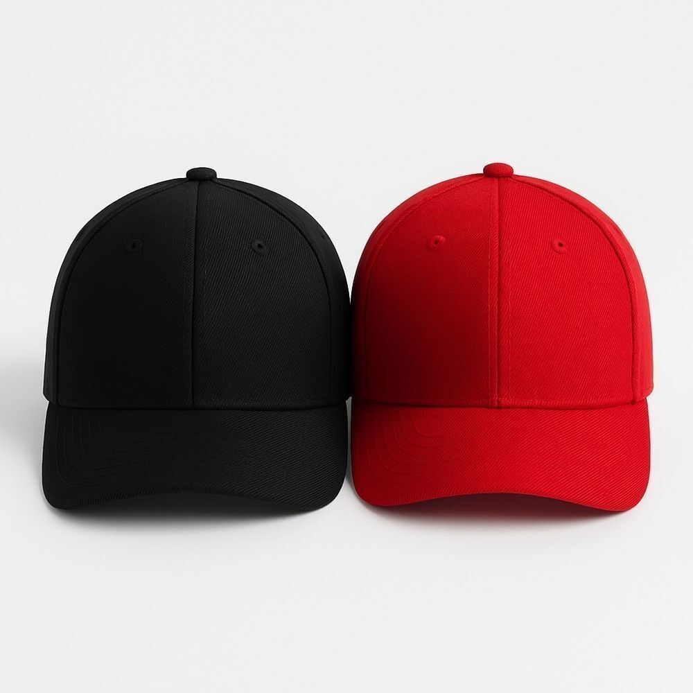 Black & Red Structured Baseball Cap 2-Pack – Blank Adjustable Hats – Perfect for